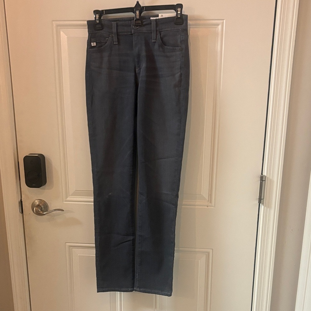 AG Adriano Goldschmied Women's Straight Leg Jeans in Dark Gray